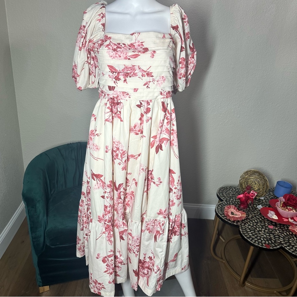 Abercrombie & Fitch Emerson Poplin Puff Sleeve Midi Dress